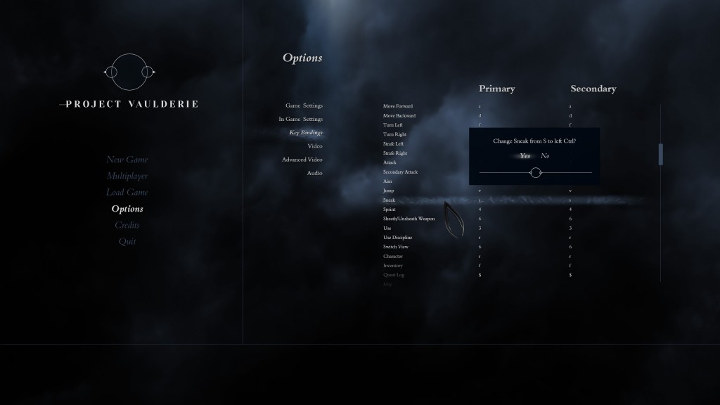 Project Vaulderie - Options Menu
